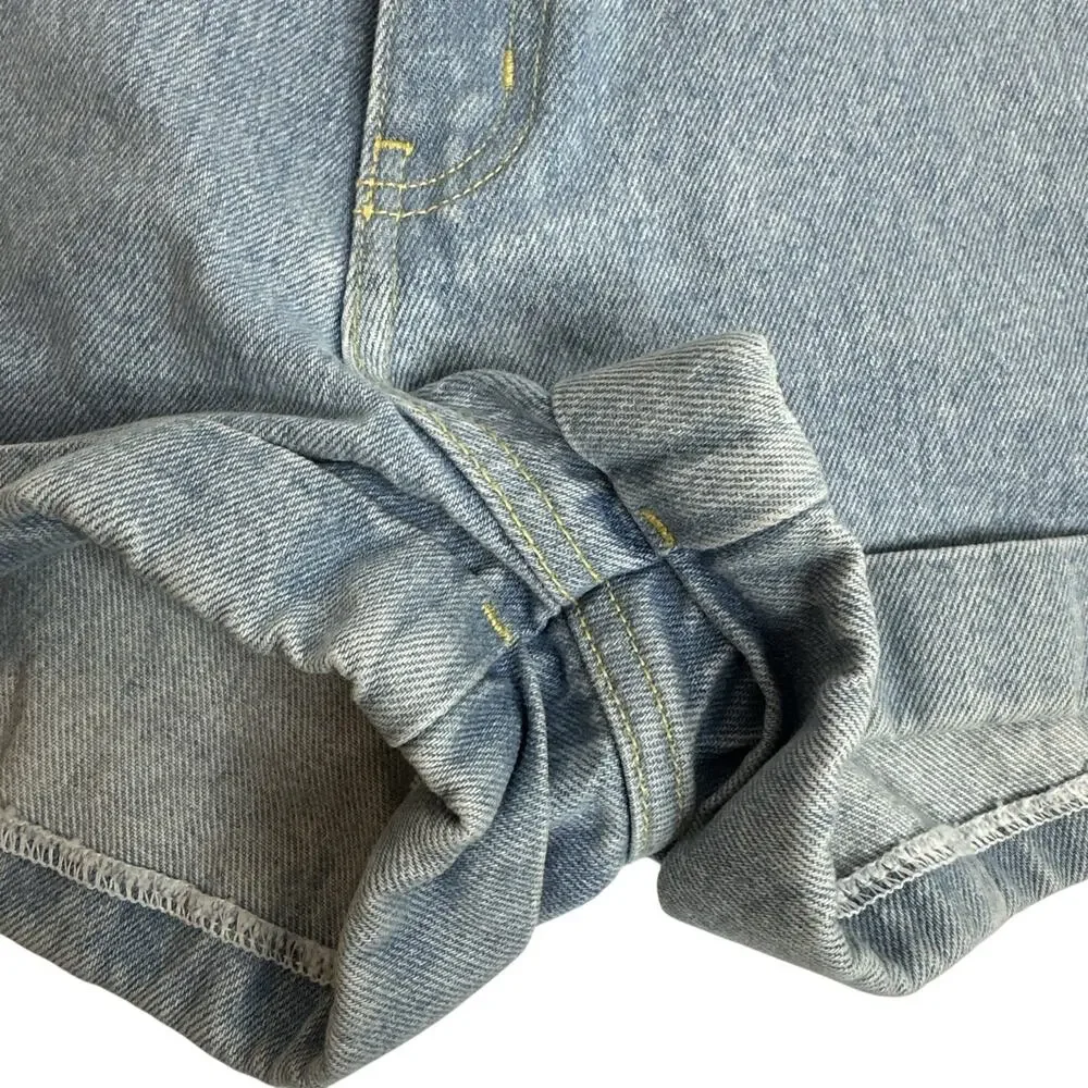 American Apparel Jeans Upcycled Denim Shorts Size 26 High Waist Cuffed USA Artsy